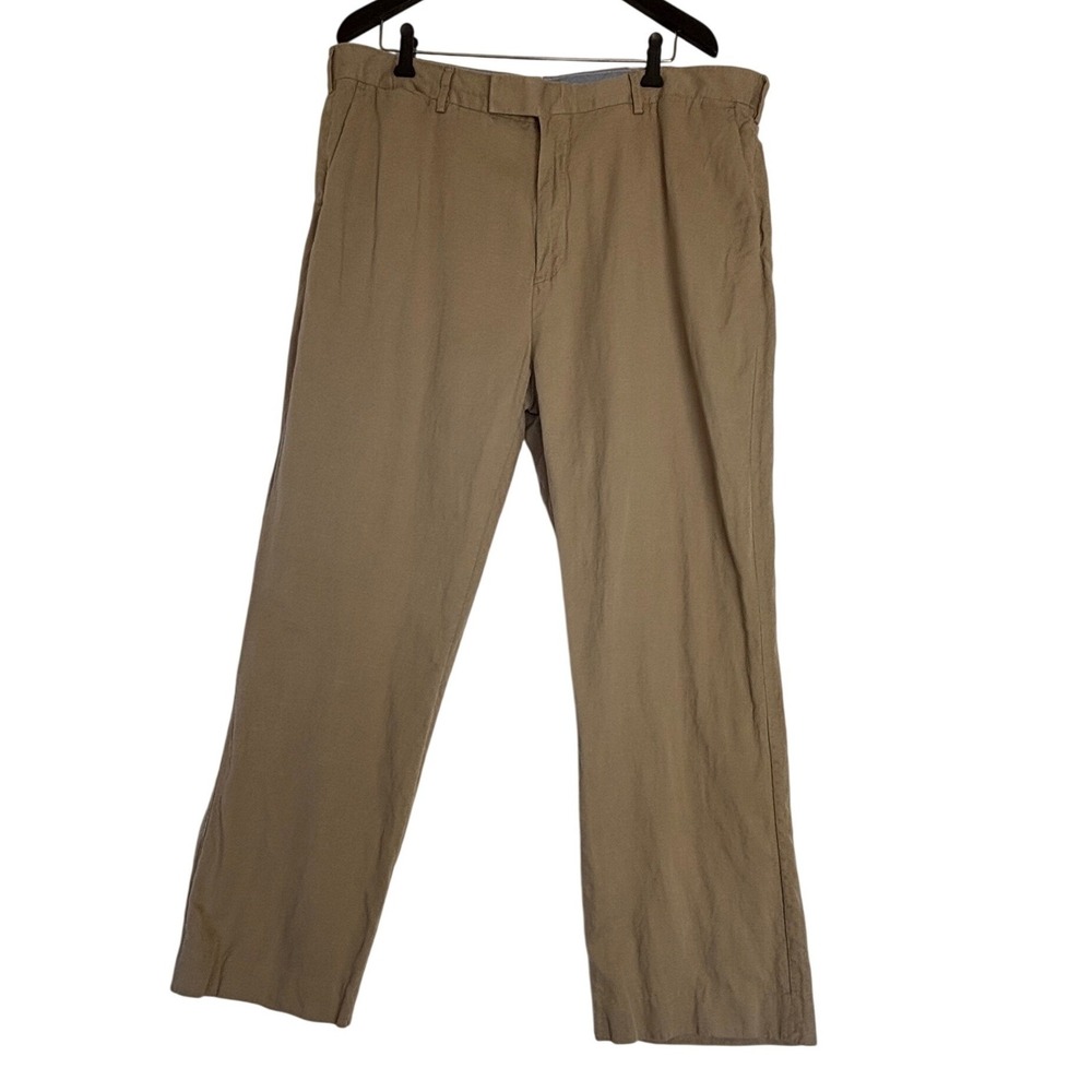 Polo Ralph Lauren Linen Men 40x30 Classic Fit Khaki Tan Chino Pants Straight Leg